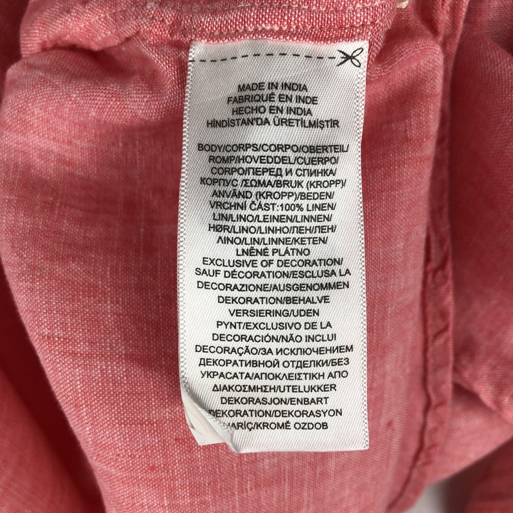 Ralph Lauren CLASSIC FIT RL UNTUCKED FIT Long-Sleeve Linen Button-Down Shirt, Men's Size L (approx.) linen coral Vintage Second Hand