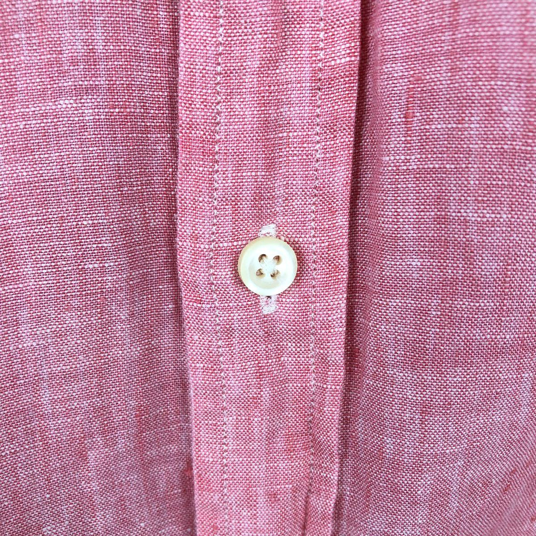 Ralph Lauren CLASSIC FIT RL UNTUCKED FIT Long-Sleeve Linen Button-Down Shirt, Men's Size L (approx.) linen coral Vintage Second Hand