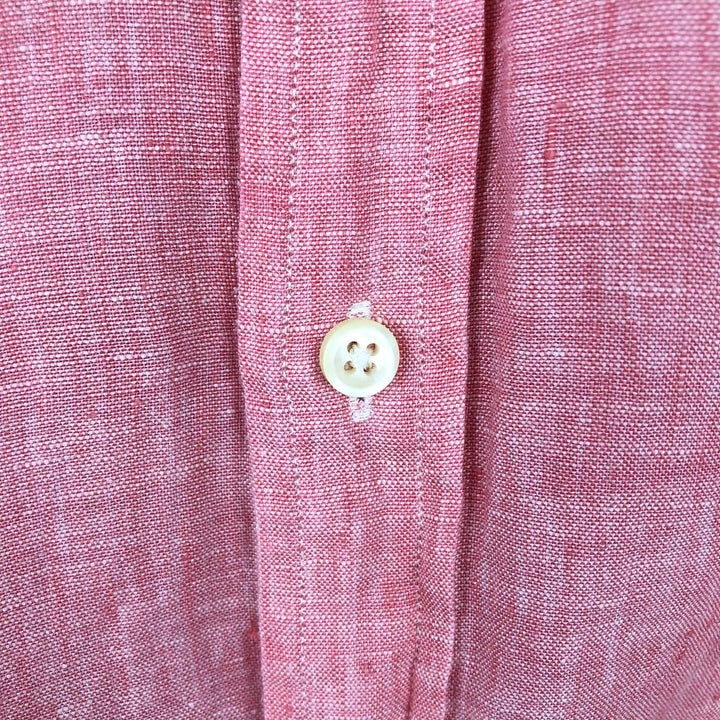 Ralph Lauren CLASSIC FIT RL UNTUCKED FIT Long-Sleeve Linen Button-Down Shirt, Men's Size L (approx.) linen coral Vintage Second Hand