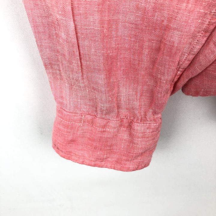 Ralph Lauren CLASSIC FIT RL UNTUCKED FIT Long-Sleeve Linen Button-Down Shirt, Men's Size L (approx.) linen coral Vintage Second Hand
