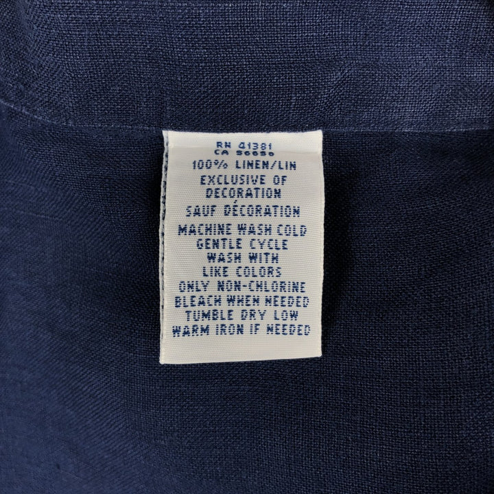 Ralph Lauren long sleeve linen button down shirt, men's size L linen navy blue type Vintage Second Hand