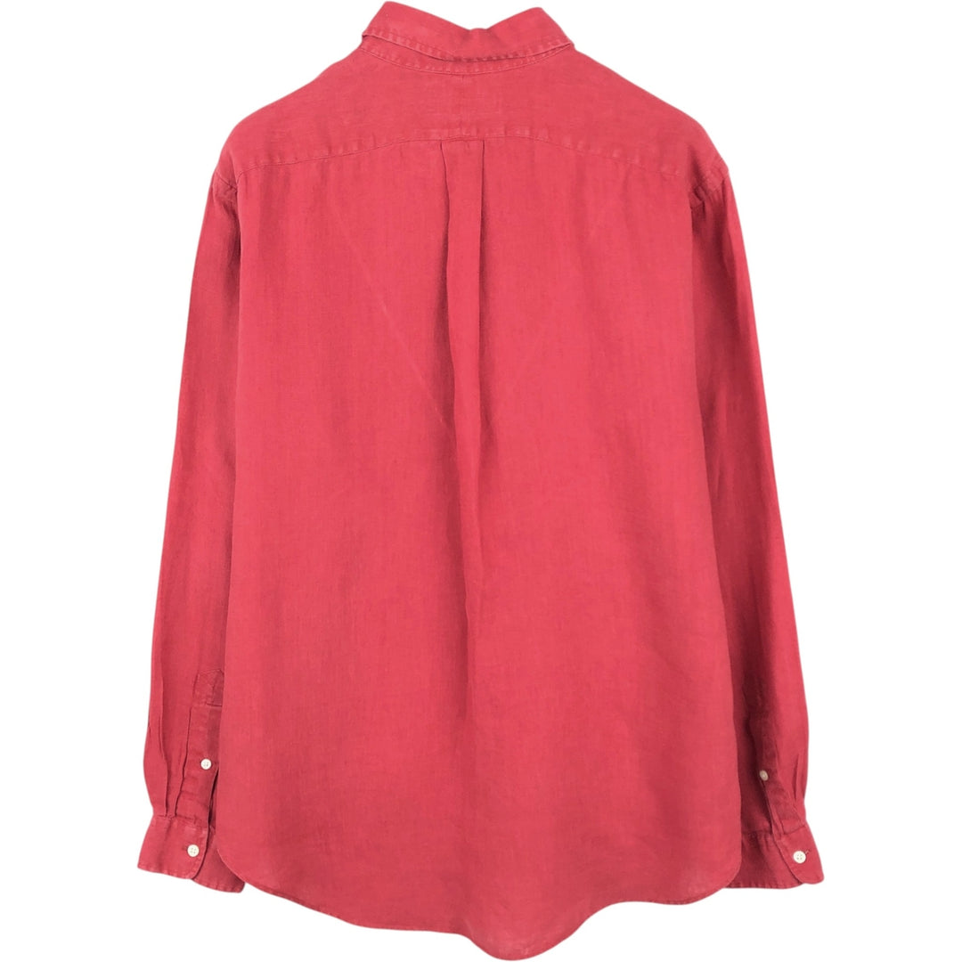 Ralph Lauren long sleeve linen button down shirt, men's size L linen red type Vintage Second Hand