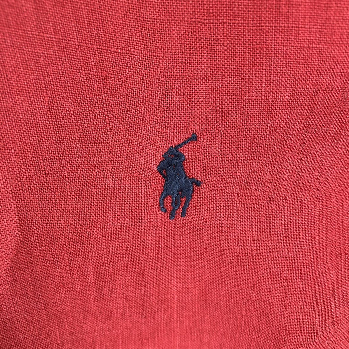 Ralph Lauren long sleeve linen button down shirt, men's size L linen red type Vintage Second Hand