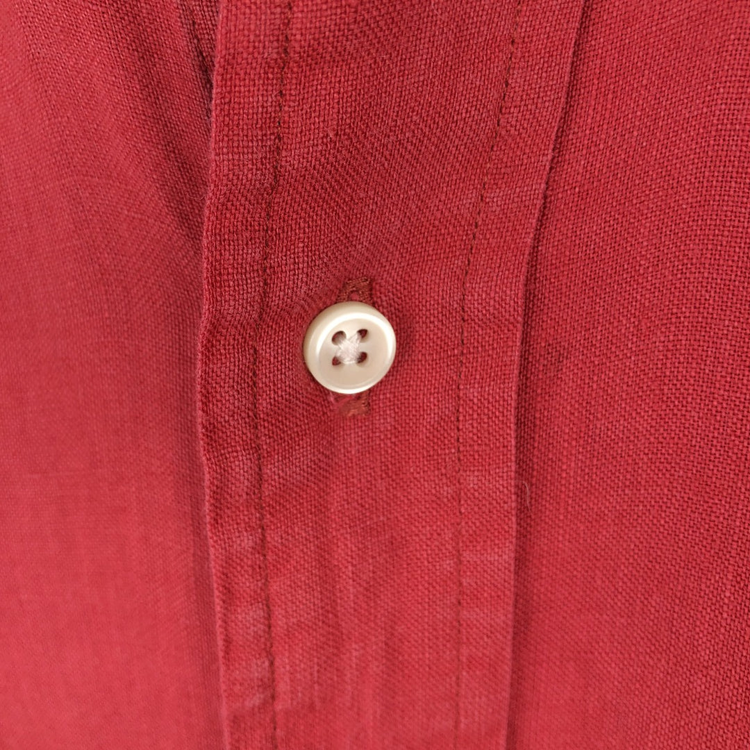 Ralph Lauren long sleeve linen button down shirt, men's size L linen red type Vintage Second Hand