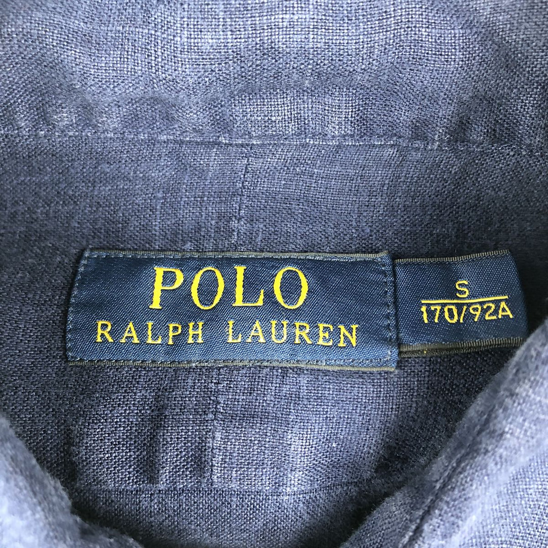 Ralph Lauren POLO RALPH LAUREN Wide Collar Long Sleeve Linen Shirt, Men's Size S (approx.) unclear navy blue type Vintage Second Hand