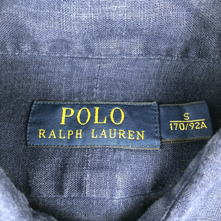 Ralph Lauren POLO RALPH LAUREN Wide Collar Long Sleeve Linen Shirt, Men's Size S (approx.) unclear navy blue type Vintage Second Hand