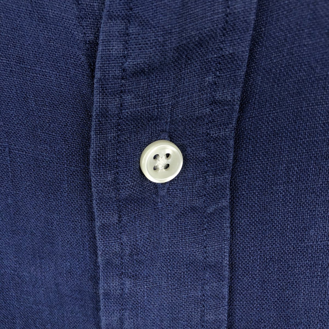 Ralph Lauren POLO RALPH LAUREN Wide Collar Long Sleeve Linen Shirt, Men's Size S (approx.) unclear navy blue type Vintage Second Hand