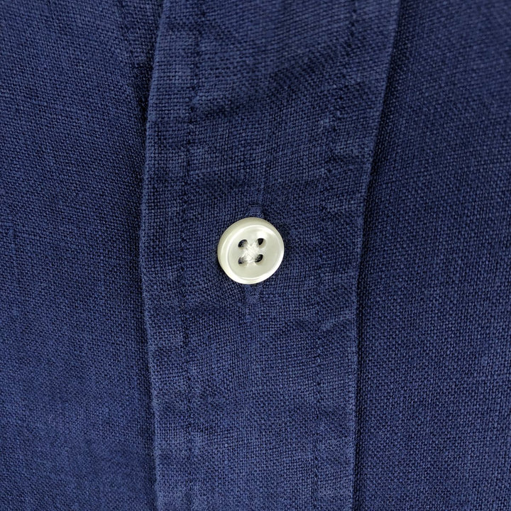 Ralph Lauren POLO RALPH LAUREN Wide Collar Long Sleeve Linen Shirt, Men's Size S (approx.) unclear navy blue type Vintage Second Hand
