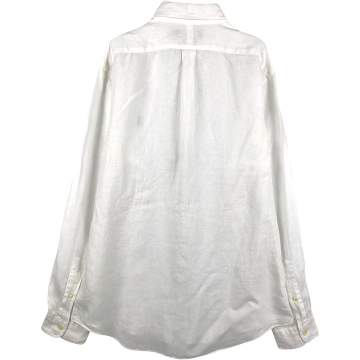 Ralph Lauren Custom Fit Long Sleeve Linen Button-Down Shirt, Men's Size L linen white type Vintage Second Hand