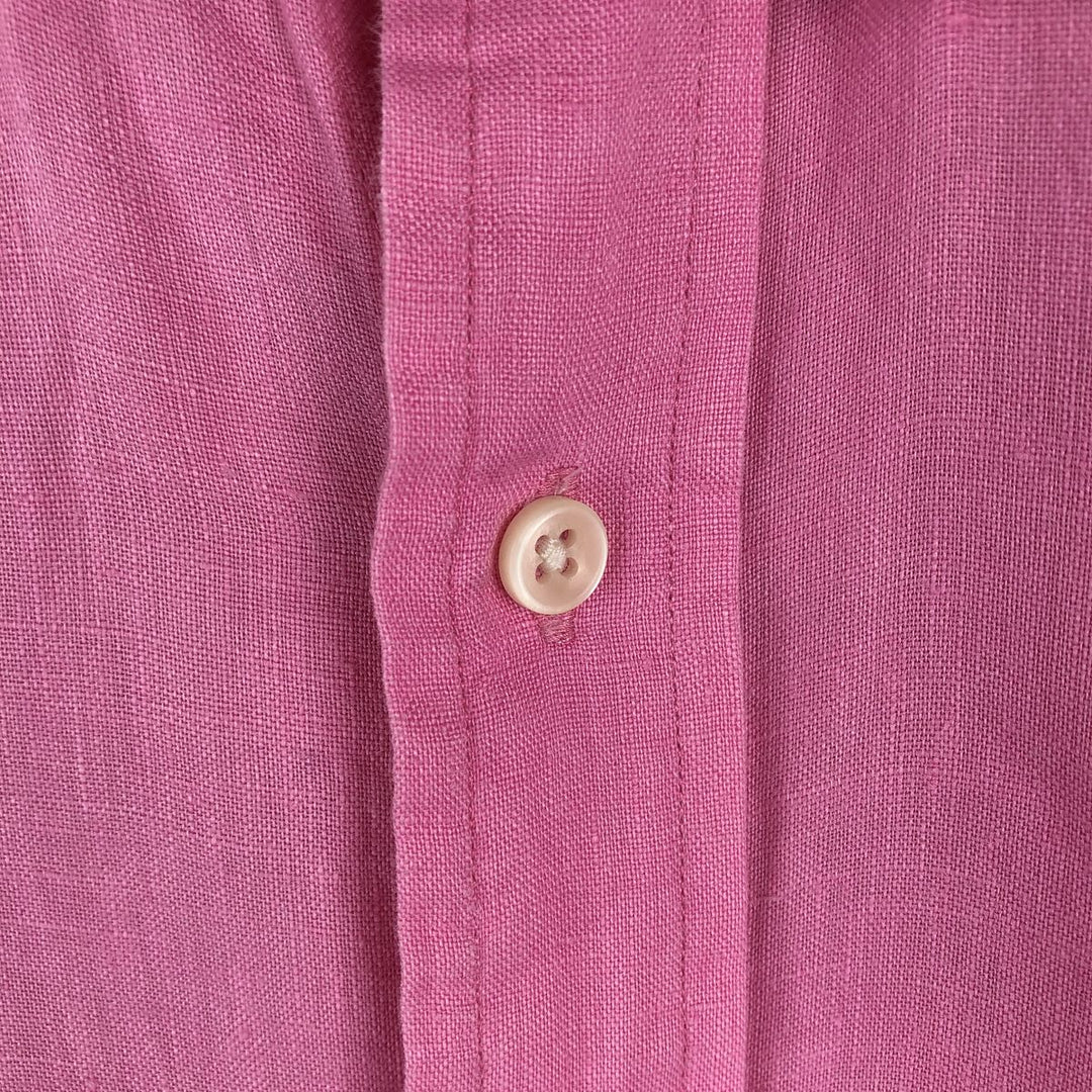 Ralph Lauren Custom Fit Long Sleeve Linen Button-Down Shirt, Men's Size Small linen pink type Vintage Second Hand