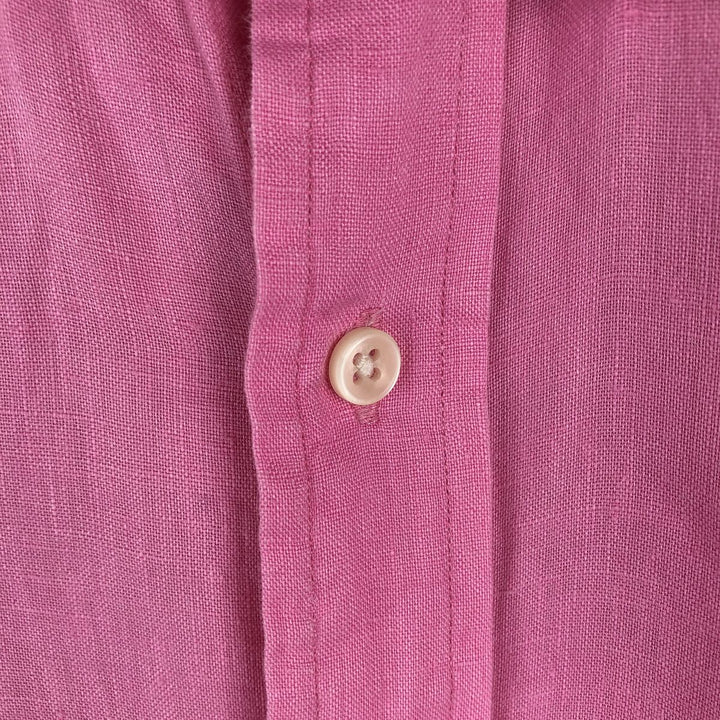 Ralph Lauren Custom Fit Long Sleeve Linen Button-Down Shirt, Men's Size Small linen pink type Vintage Second Hand