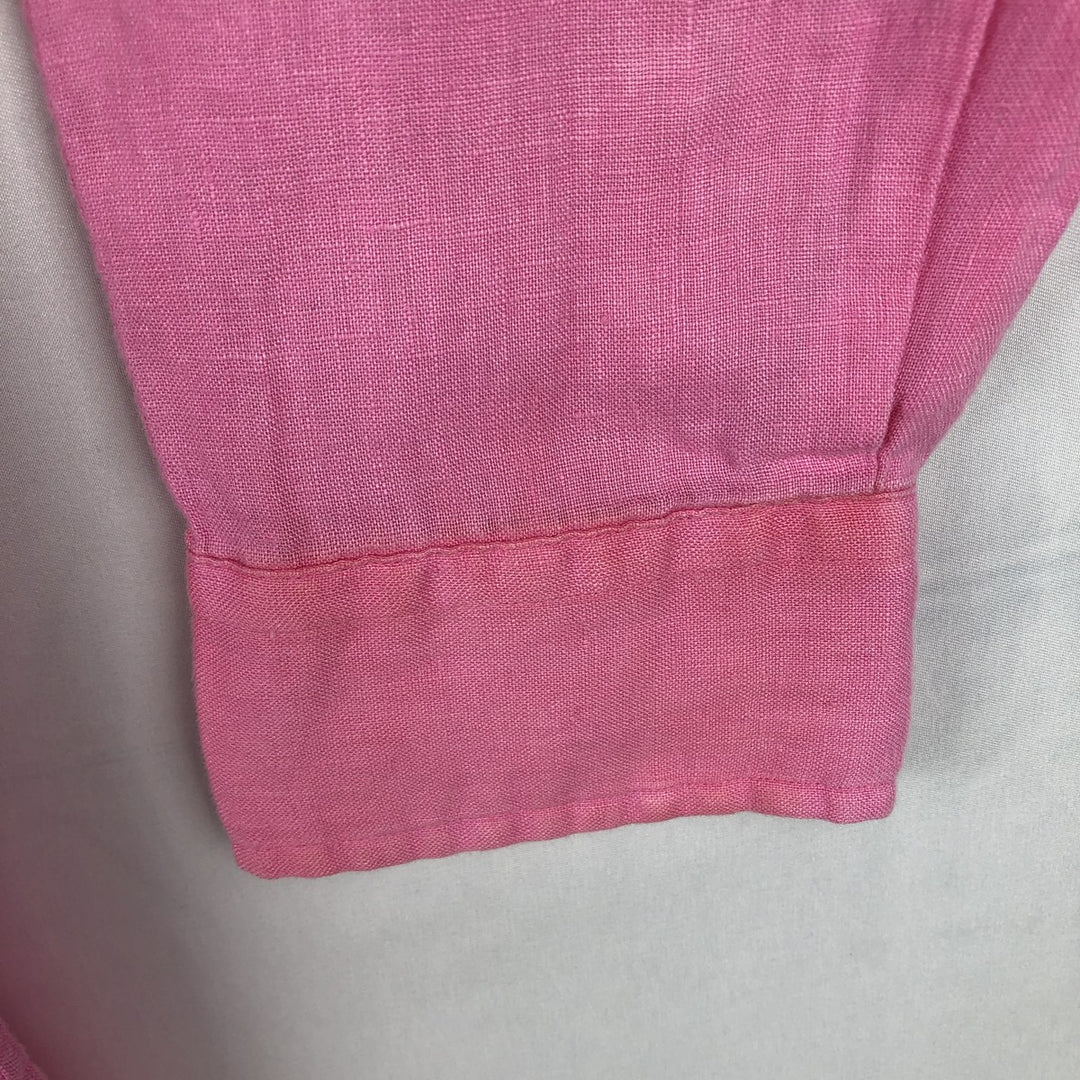 Ralph Lauren Custom Fit Long Sleeve Linen Button-Down Shirt, Men's Size Small linen pink type Vintage Second Hand