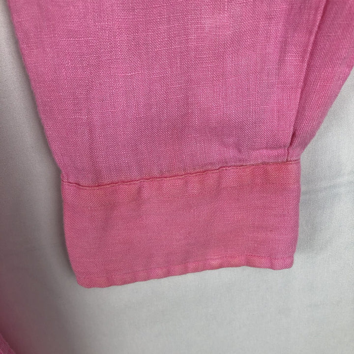 Ralph Lauren Custom Fit Long Sleeve Linen Button-Down Shirt, Men's Size Small linen pink type Vintage Second Hand