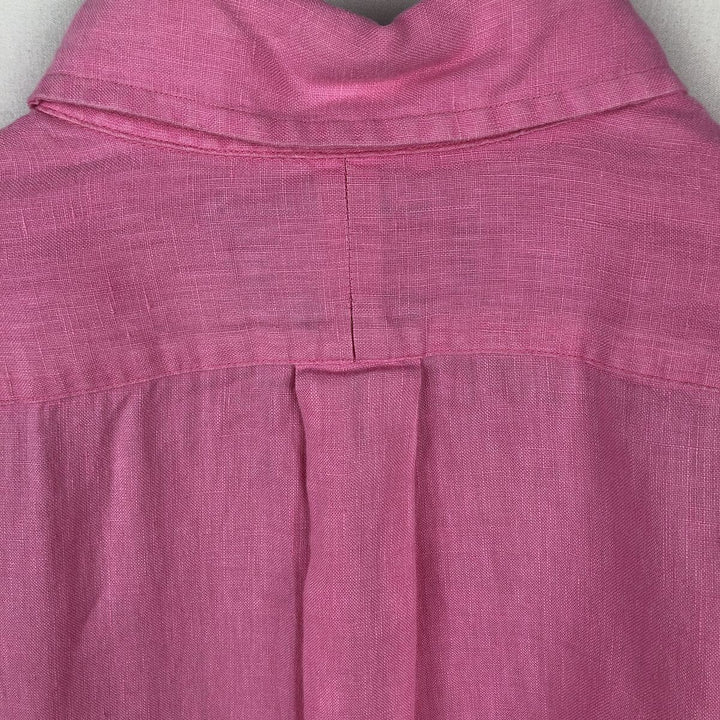 Ralph Lauren Custom Fit Long Sleeve Linen Button-Down Shirt, Men's Size Small linen pink type Vintage Second Hand