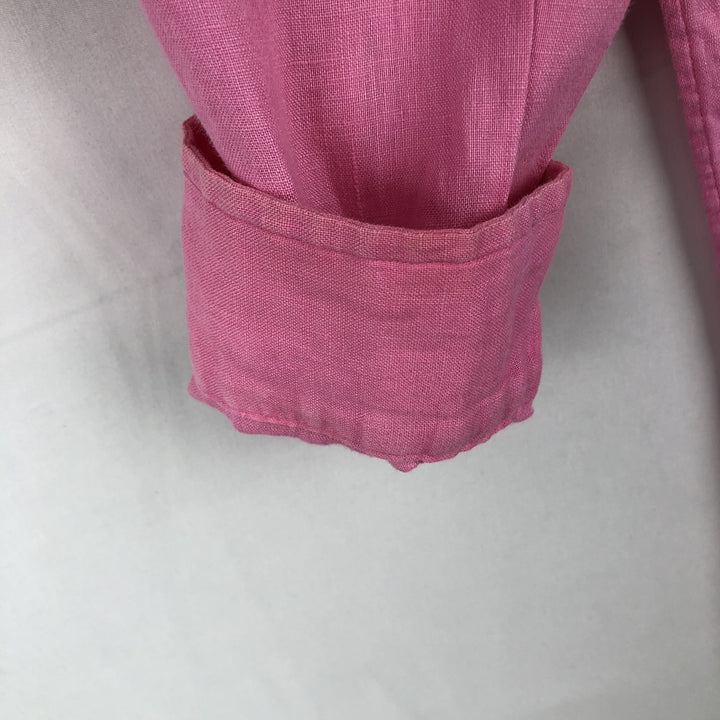 Ralph Lauren Custom Fit Long Sleeve Linen Button-Down Shirt, Men's Size Small linen pink type Vintage Second Hand