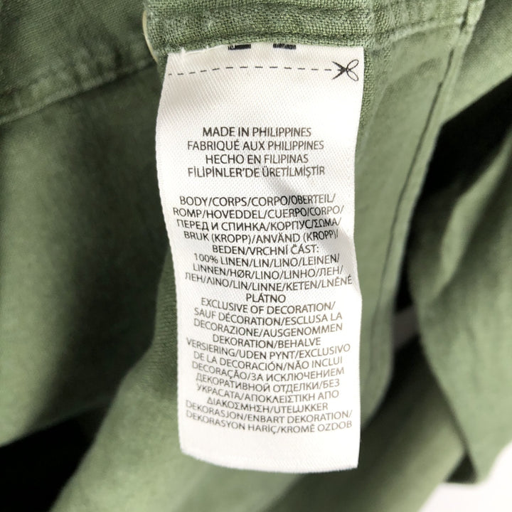 Ralph Lauren Classic Fit Long Sleeve Linen Button-Down Shirt, Men's Size Medium linen Khaki type Vintage Second Hand