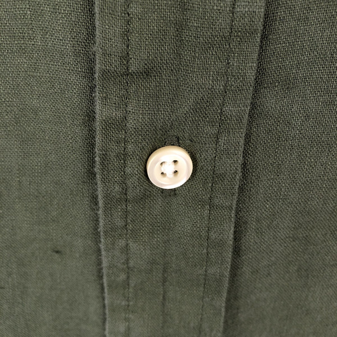 Ralph Lauren Classic Fit Long Sleeve Linen Button-Down Shirt, Men's Size Medium linen Khaki type Vintage Second Hand