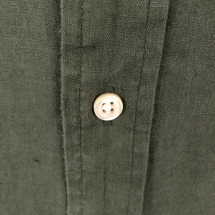 Ralph Lauren Classic Fit Long Sleeve Linen Button-Down Shirt, Men's Size Medium linen Khaki type Vintage Second Hand