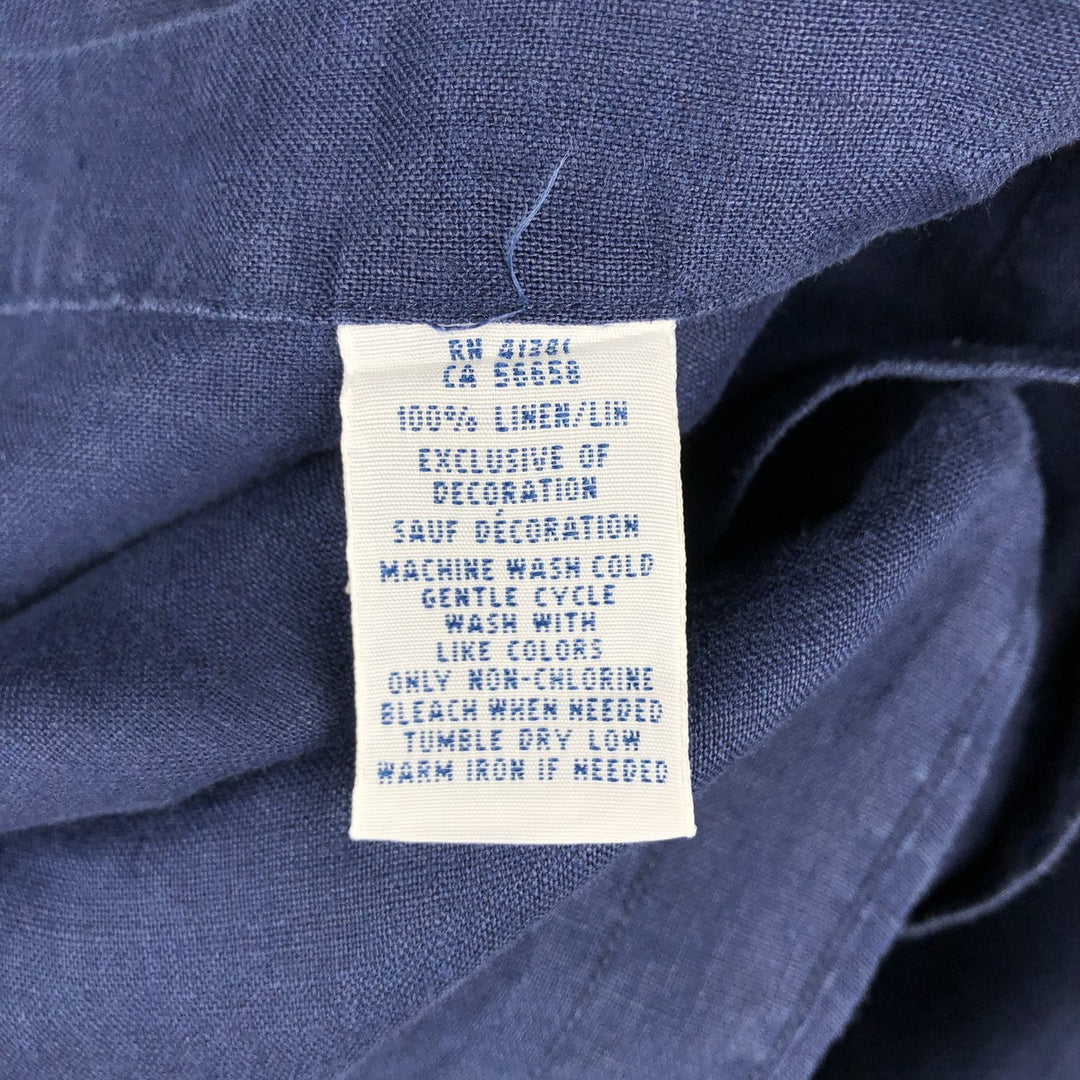 Ralph Lauren long-sleeved linen button-down shirt, men's size XXL linen navy blue type Vintage Second Hand