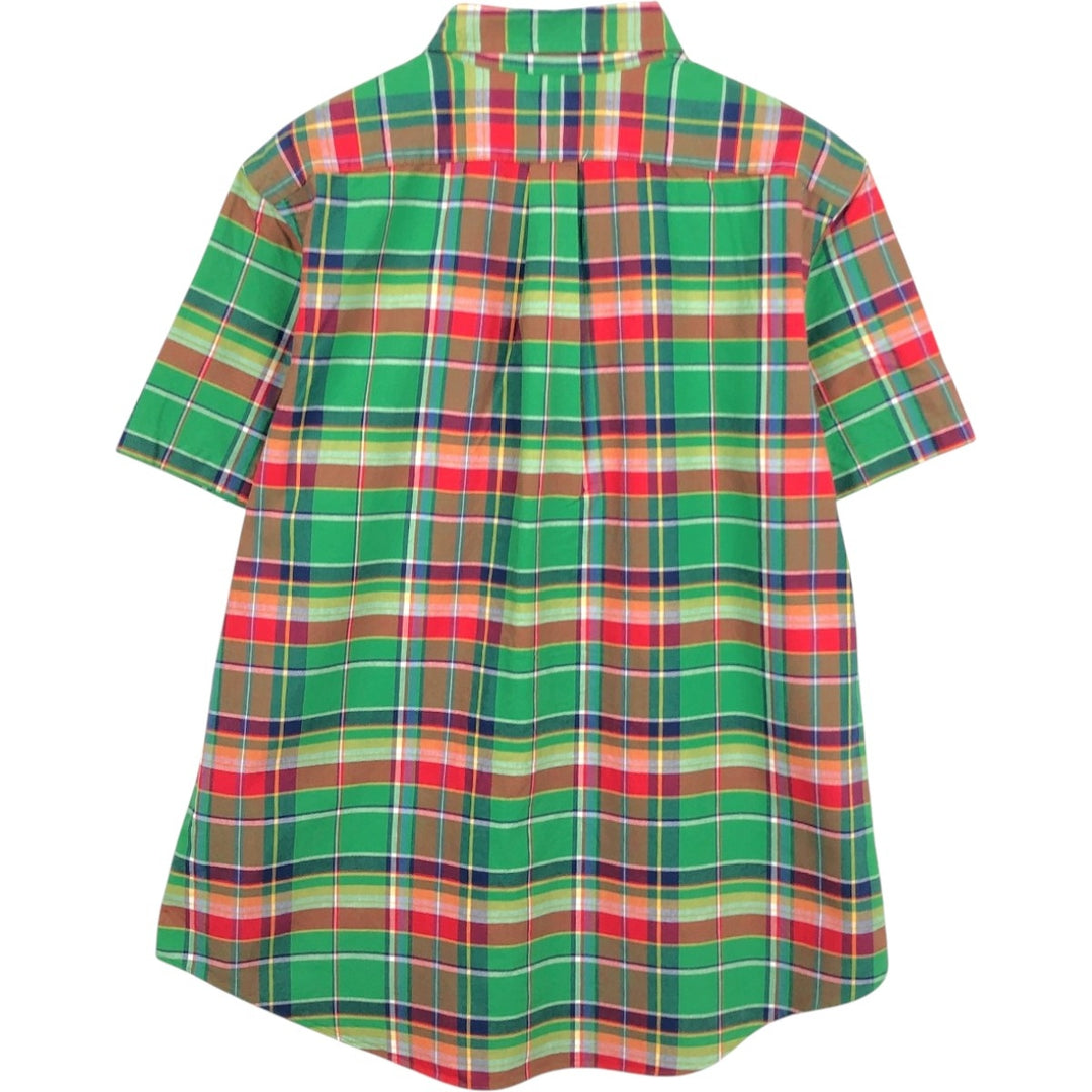 Ralph Lauren POLO RALPH LAUREN CLASSIC FIT Madras Check Short-Sleeve Button-Down Check Shirt (Men's Size L equivalent) cotton green type Vintage Second Hand