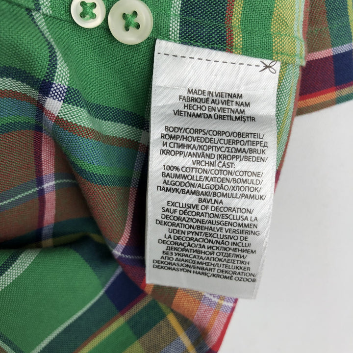 Ralph Lauren POLO RALPH LAUREN CLASSIC FIT Madras Check Short-Sleeve Button-Down Check Shirt (Men's Size L equivalent) cotton green type Vintage Second Hand