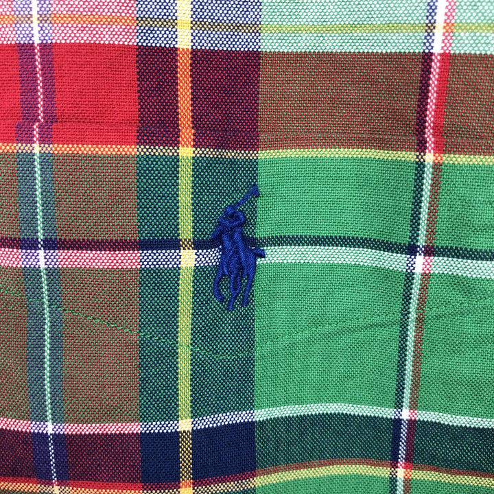 Ralph Lauren POLO RALPH LAUREN CLASSIC FIT Madras Check Short-Sleeve Button-Down Check Shirt (Men's Size L equivalent) cotton green type Vintage Second Hand