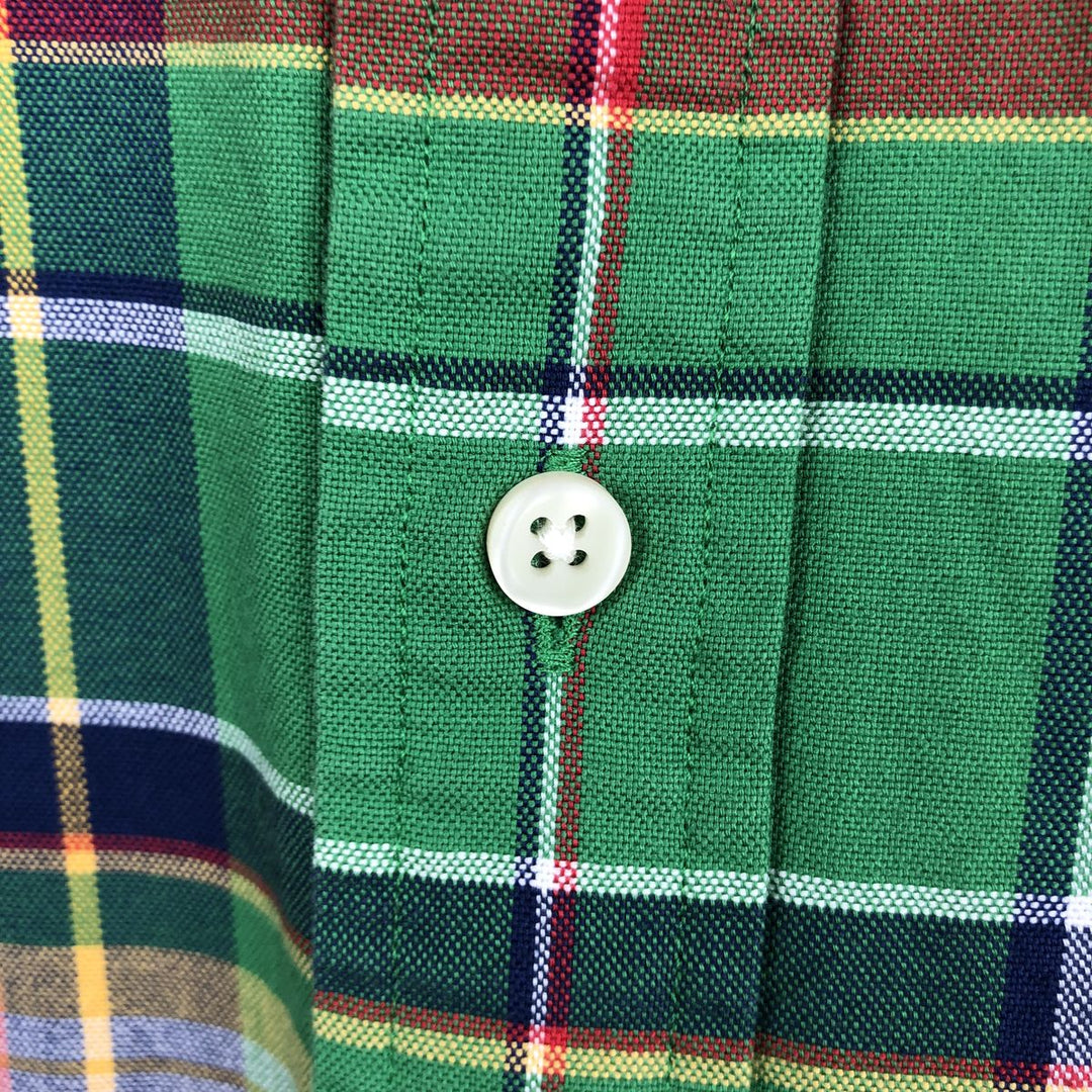 Ralph Lauren POLO RALPH LAUREN CLASSIC FIT Madras Check Short-Sleeve Button-Down Check Shirt (Men's Size L equivalent) cotton green type Vintage Second Hand