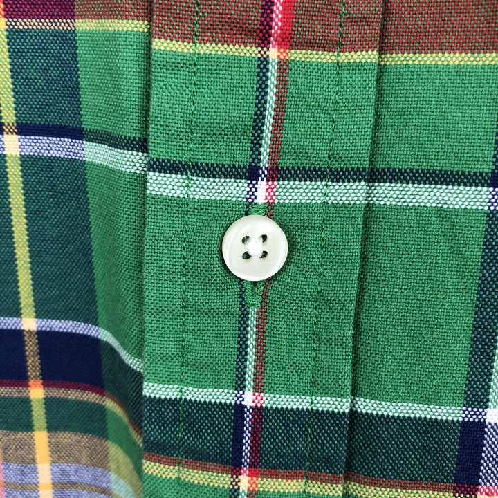 Ralph Lauren POLO RALPH LAUREN CLASSIC FIT Madras Check Short-Sleeve Button-Down Check Shirt (Men's Size L equivalent) cotton green type Vintage Second Hand