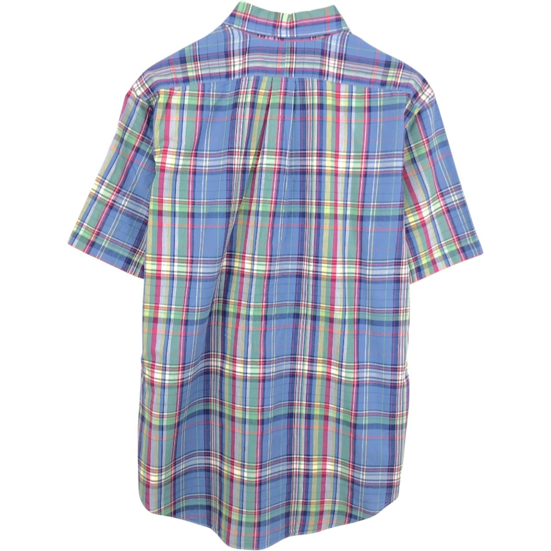 Ralph Lauren CLASSIC FIT Madras Check Short-Sleeve Button-Down Check Shirt (Men's Size L) cotton blue type Vintage Second Hand