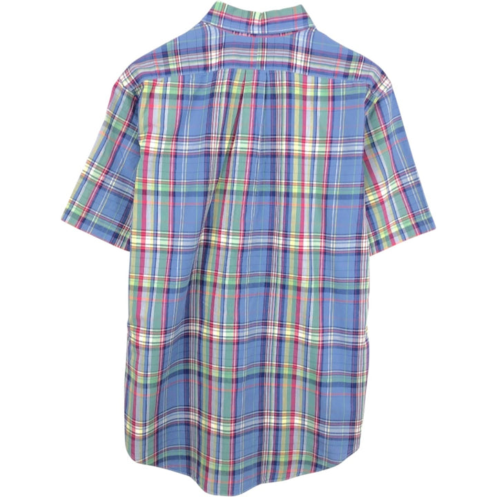 Ralph Lauren CLASSIC FIT Madras Check Short-Sleeve Button-Down Check Shirt (Men's Size L) cotton blue type Vintage Second Hand