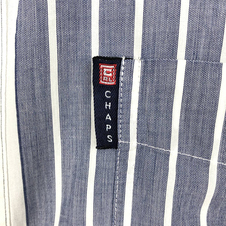 Ralph Lauren CHAPS Multi-stripe Short-Sleeve Button-Down Striped Shirt, Men's Size L (approx.) cotton navy blue type Vintage Second Hand