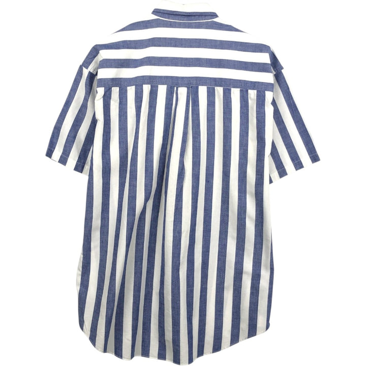 Vintage 1980'S Ralph Lauren CHAPS short-sleeved button-down striped shirt, men's size L (approx.). cotton navy blue type Vintage Second Hand