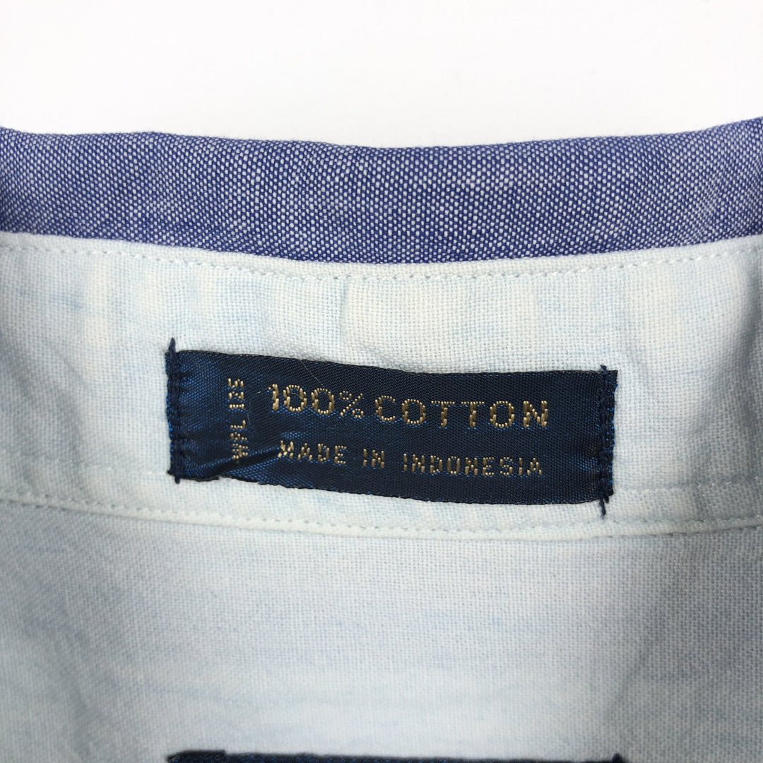 Vintage 1980'S Ralph Lauren CHAPS short-sleeved button-down striped shirt, men's size L (approx.). cotton navy blue type Vintage Second Hand