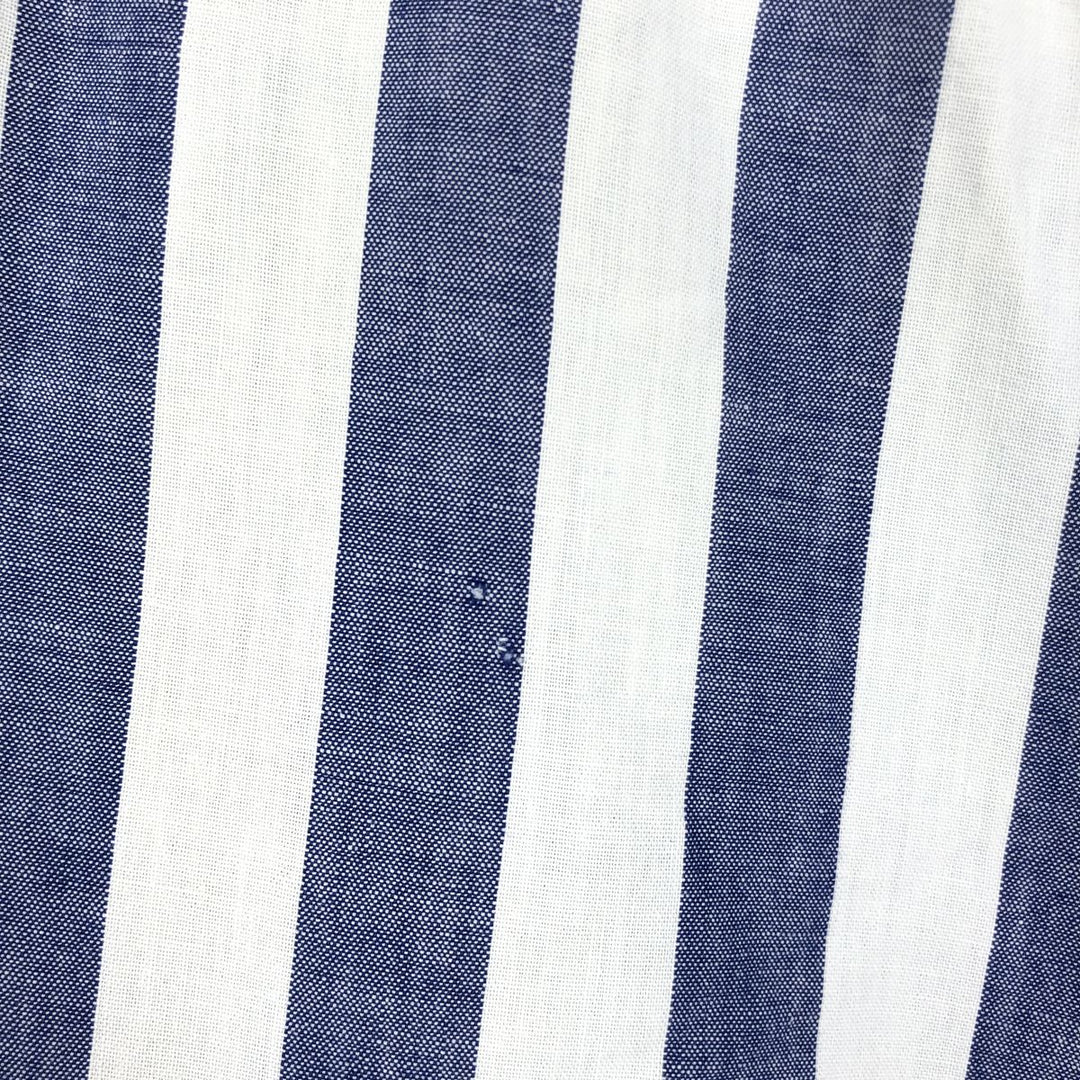 Vintage 1980'S Ralph Lauren CHAPS short-sleeved button-down striped shirt, men's size L (approx.). cotton navy blue type Vintage Second Hand