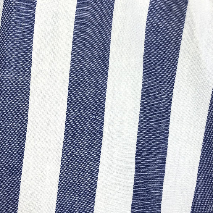 Vintage 1980'S Ralph Lauren CHAPS short-sleeved button-down striped shirt, men's size L (approx.). cotton navy blue type Vintage Second Hand