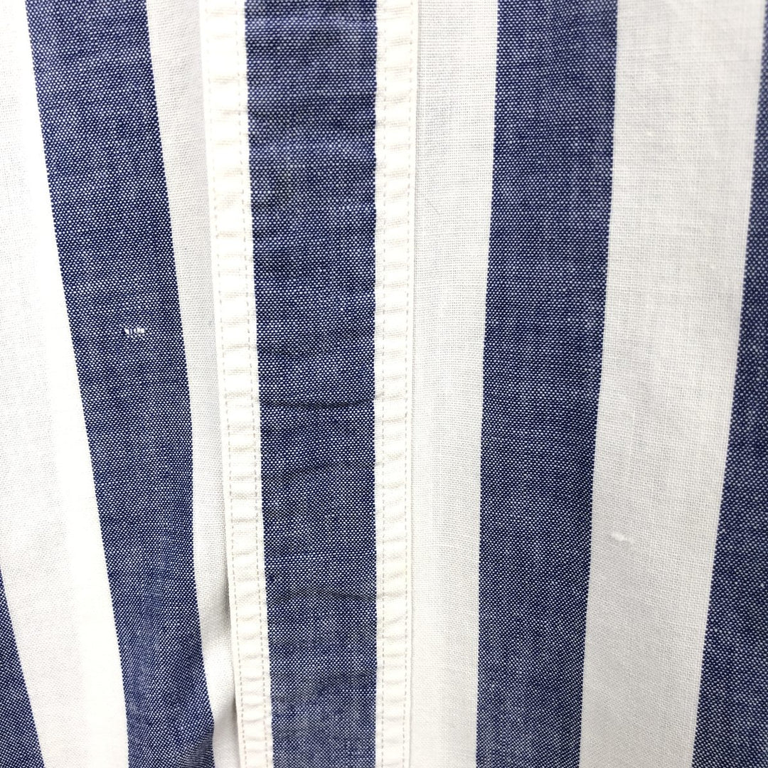 Vintage 1980'S Ralph Lauren CHAPS short-sleeved button-down striped shirt, men's size L (approx.). cotton navy blue type Vintage Second Hand
