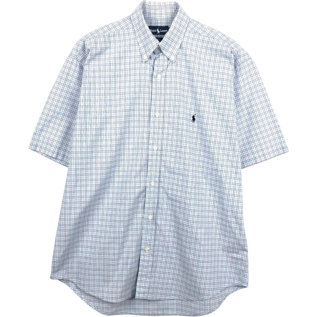 Ralph Lauren BLAKE short sleeve button down check shirt men's XL size cotton Blue type light blue Vintage Second Hand