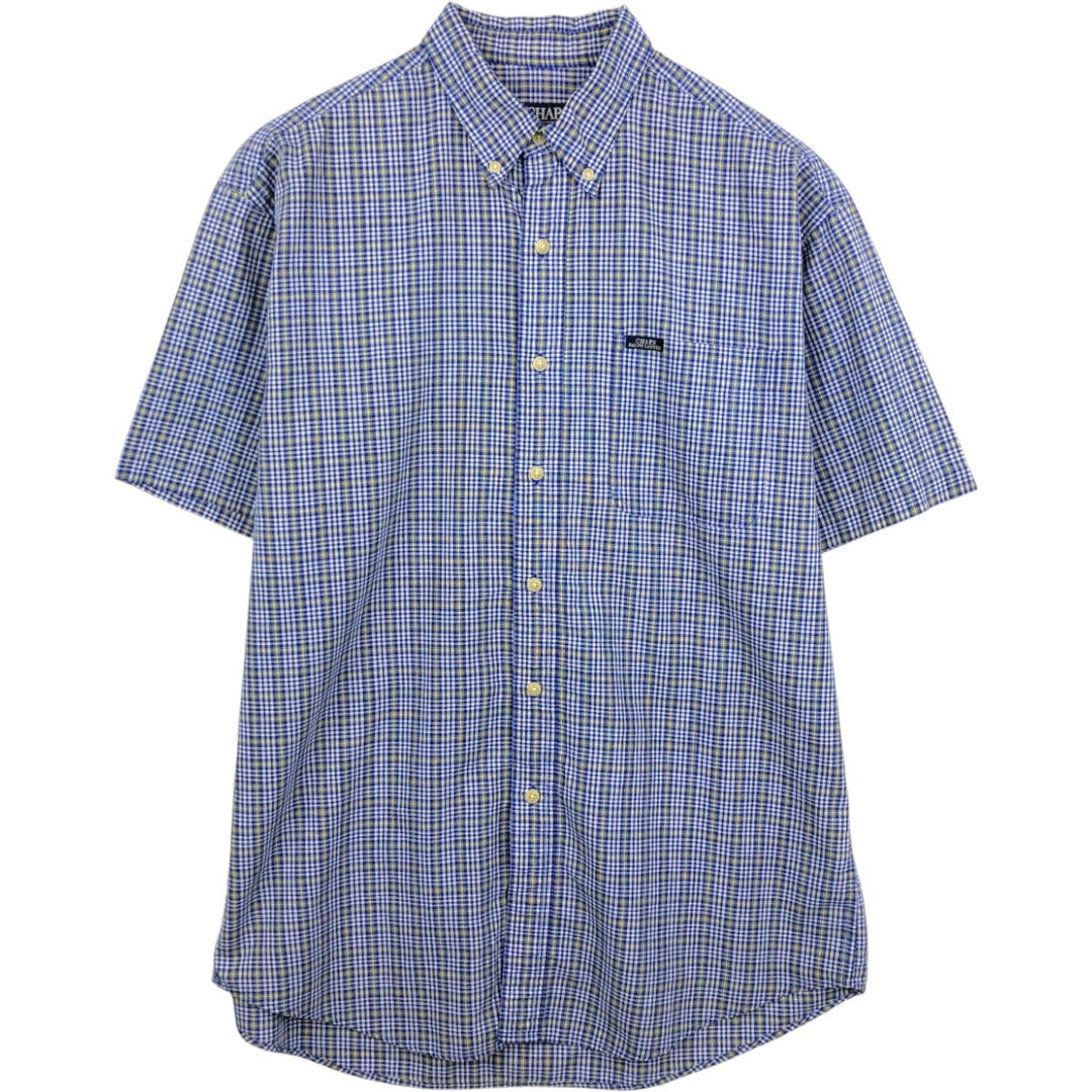 Ralph Lauren CHAPS short sleeve button down check shirt men's size L cotton blue type Vintage Second Hand