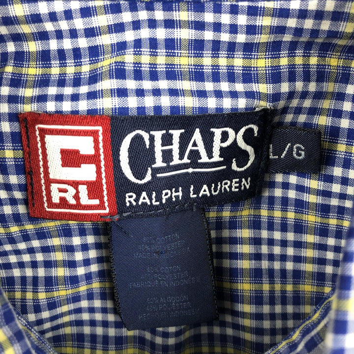 Ralph Lauren CHAPS short sleeve button down check shirt men's size L cotton blue type Vintage Second Hand