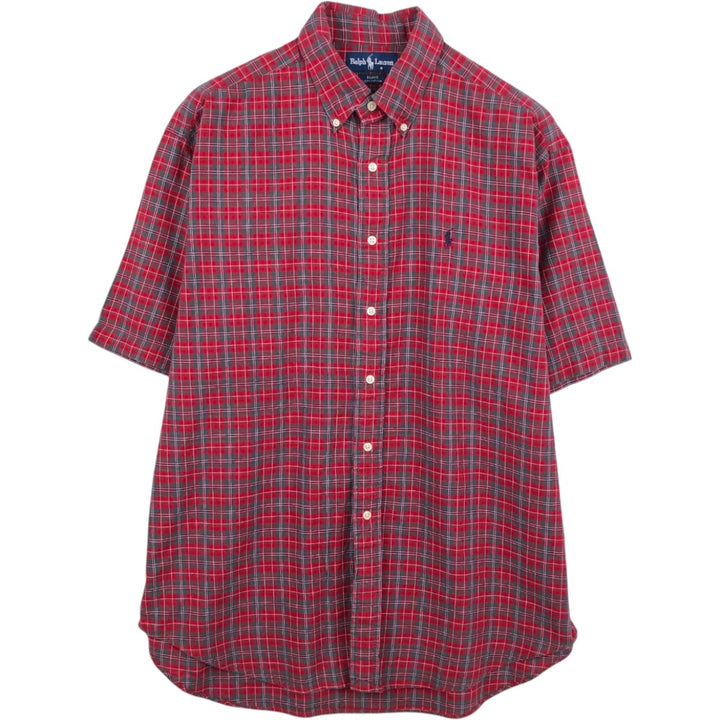 Ralph Lauren BLAKE short sleeve button down check shirt, men's size L cotton red type Vintage Second Hand