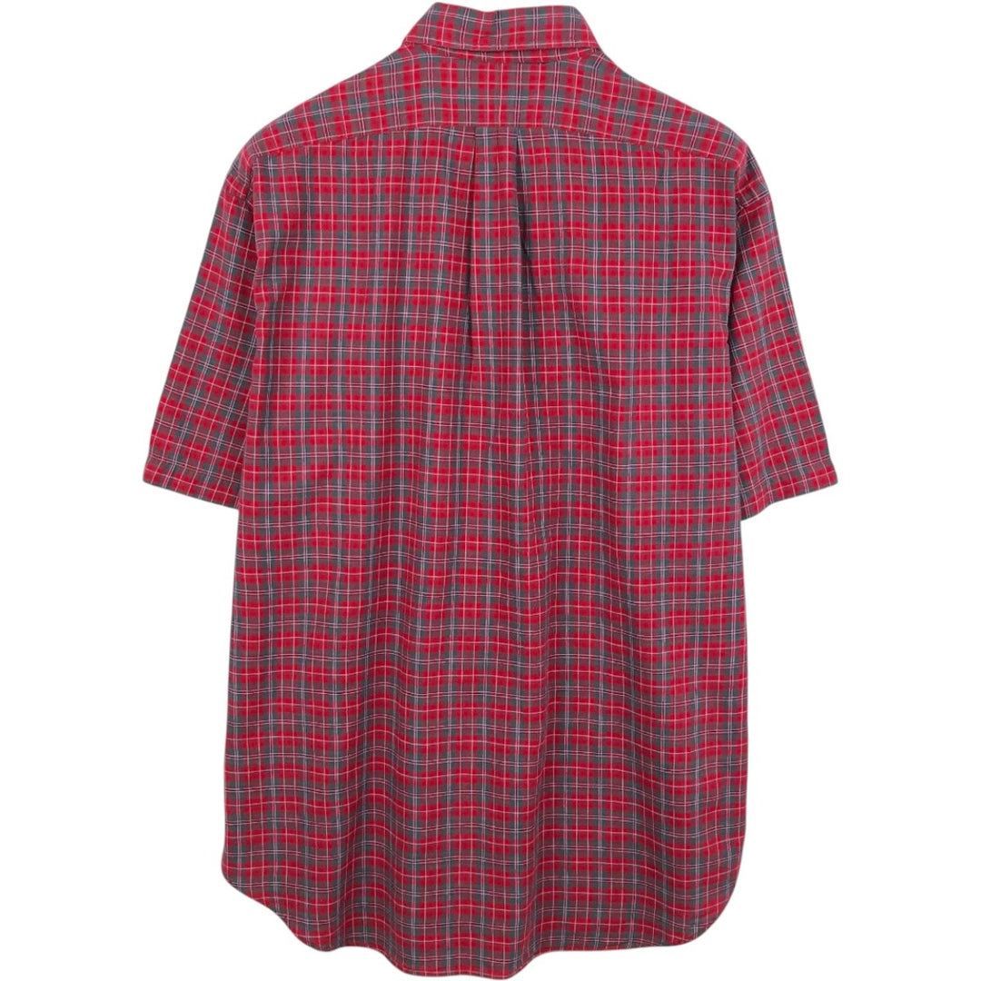 Ralph Lauren BLAKE short sleeve button down check shirt, men's size L cotton red type Vintage Second Hand