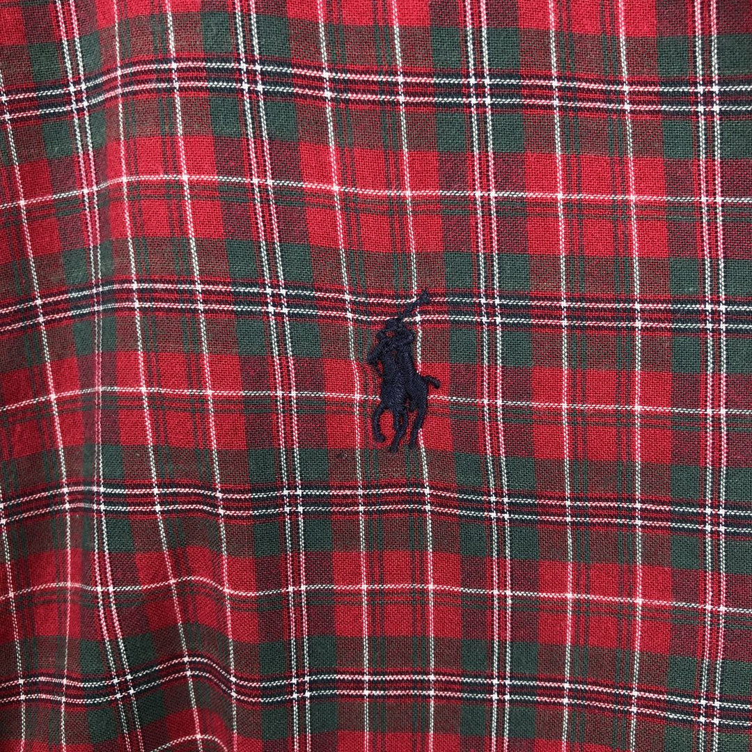 Ralph Lauren BLAKE short sleeve button down check shirt, men's size L cotton red type Vintage Second Hand