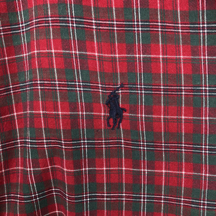 Ralph Lauren BLAKE short sleeve button down check shirt, men's size L cotton red type Vintage Second Hand