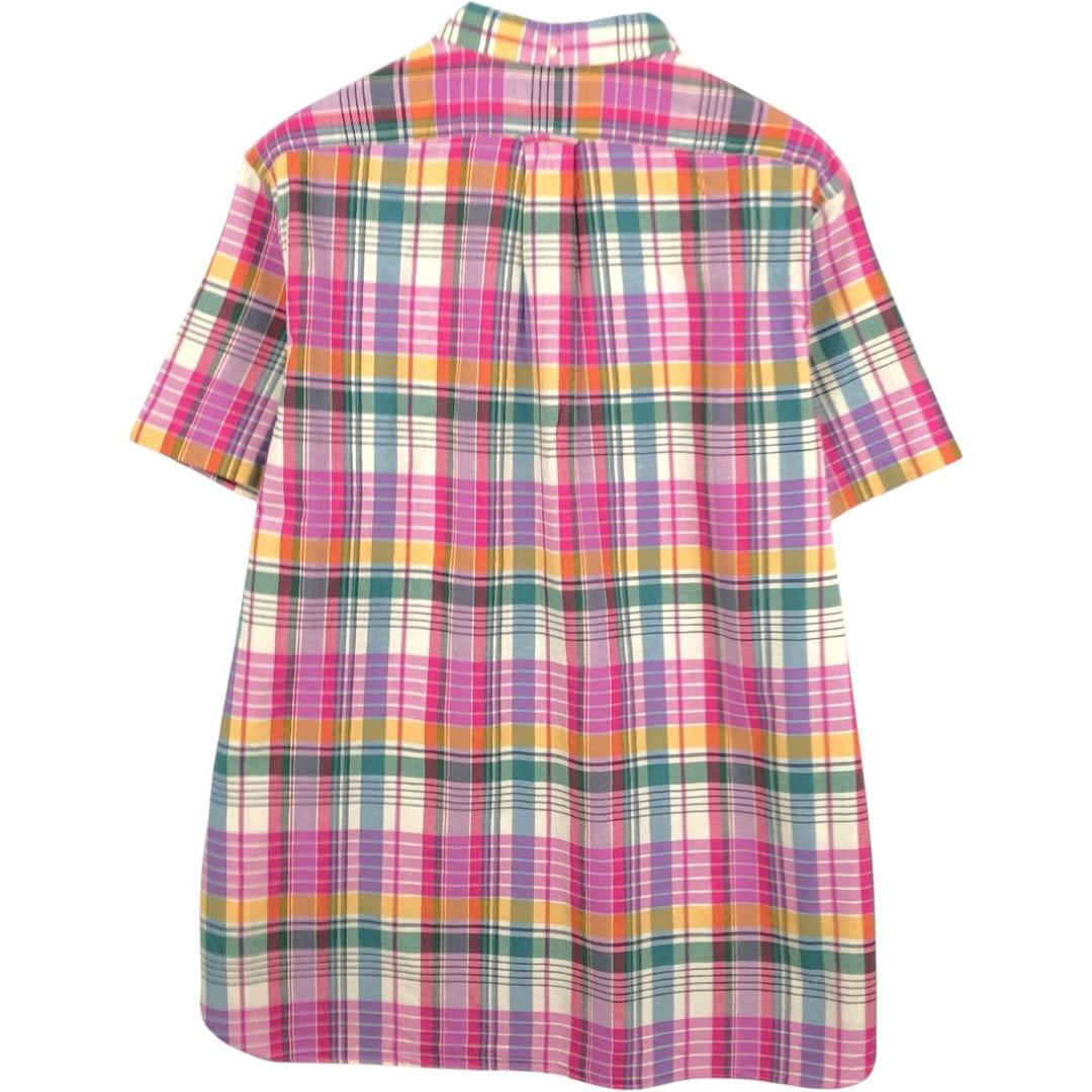 Ralph Lauren POLO by Ralph Lauren CLASSIC FIT INDIGO Pullover Short-Sleeve Button-Down Check Shirt, Men's Size XL (approx.) unclear pink type Vintage Second Hand