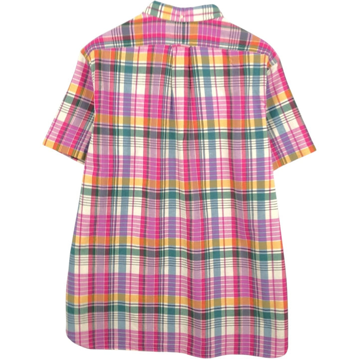 Ralph Lauren POLO by Ralph Lauren CLASSIC FIT INDIGO Pullover Short-Sleeve Button-Down Check Shirt, Men's Size XL (approx.) unclear pink type Vintage Second Hand