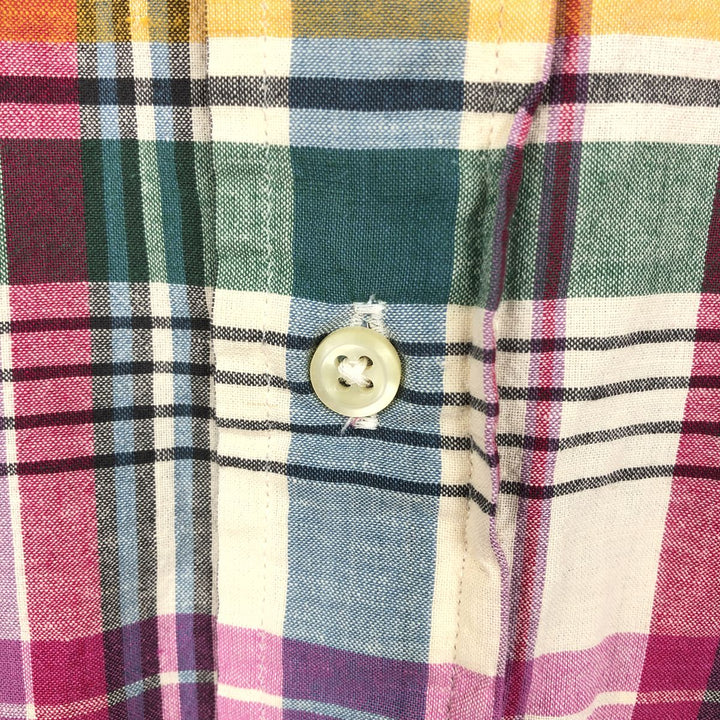 Ralph Lauren POLO by Ralph Lauren CLASSIC FIT INDIGO Pullover Short-Sleeve Button-Down Check Shirt, Men's Size XL (approx.) unclear pink type Vintage Second Hand