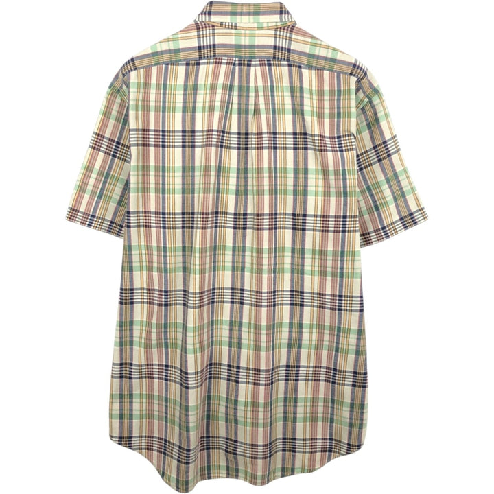Ralph Lauren BLAKE short sleeve button down check shirt, men's size L cotton Khaki type sage green Vintage Second Hand