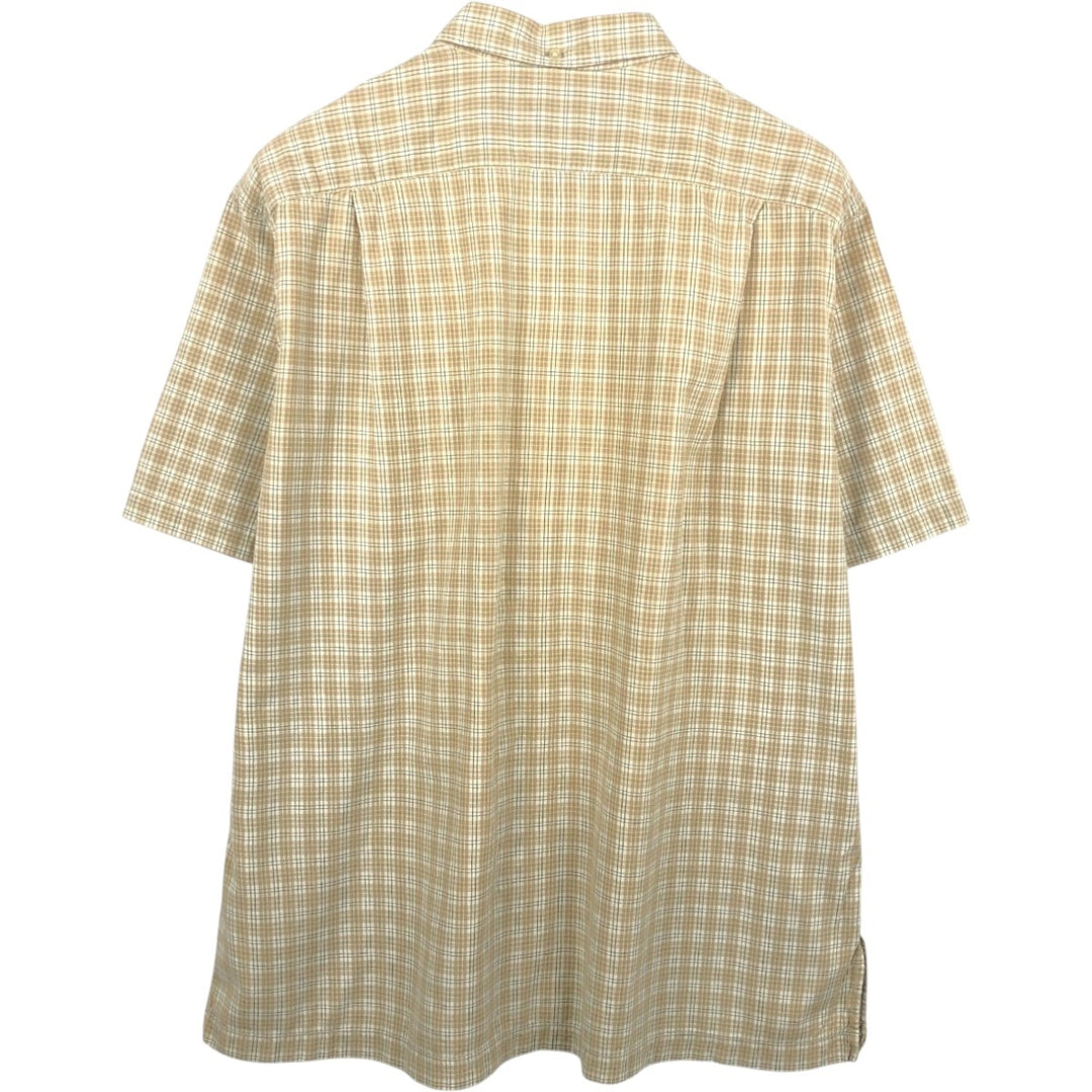 Ralph Lauren RALPH LAUREN SPORT Short-Sleeve Button-Down Check Shirt, Boxy Shirt, Men's Size XL (approx.) cotton Beige type Vintage Second Hand