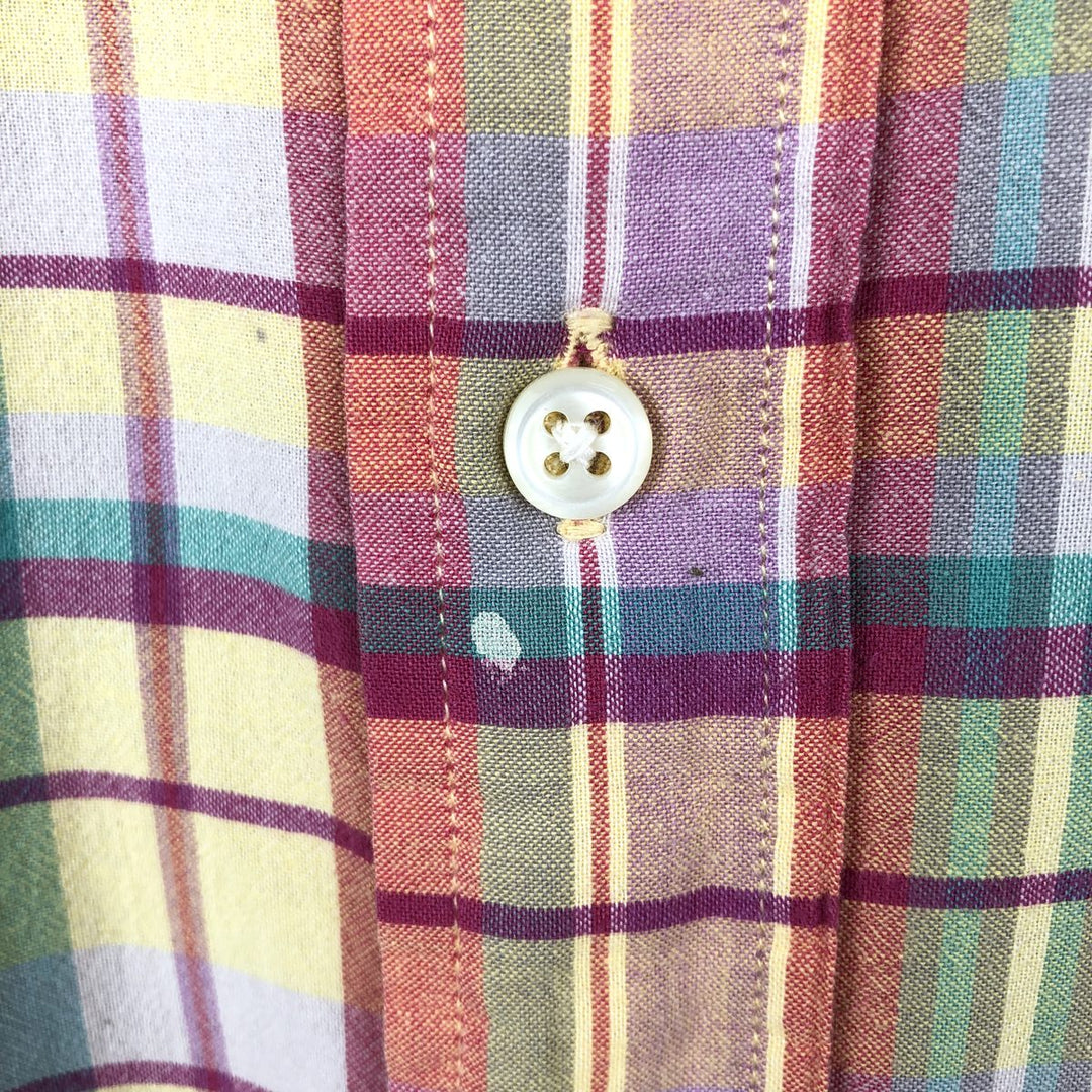 Ralph Lauren BLAKE Madras Check Short Sleeve Button Down Check Shirt Men's L size cotton yellow type Vintage Second Hand