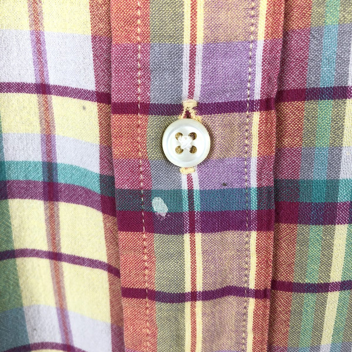 Ralph Lauren BLAKE Madras Check Short Sleeve Button Down Check Shirt Men's L size cotton yellow type Vintage Second Hand